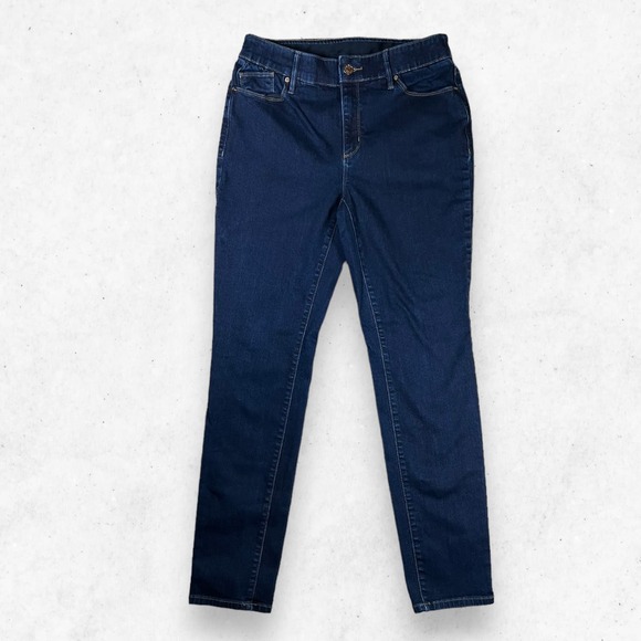 Chicos Women's Jeans Size 0.5R (US 6) Dark‎ Blue Stretch Denim Straight Slim - Picture 1 of 8